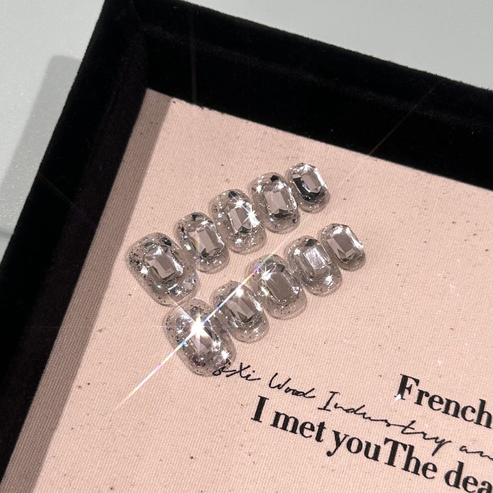 Premium Crystal-Accentuated Press-On Nail Art Set