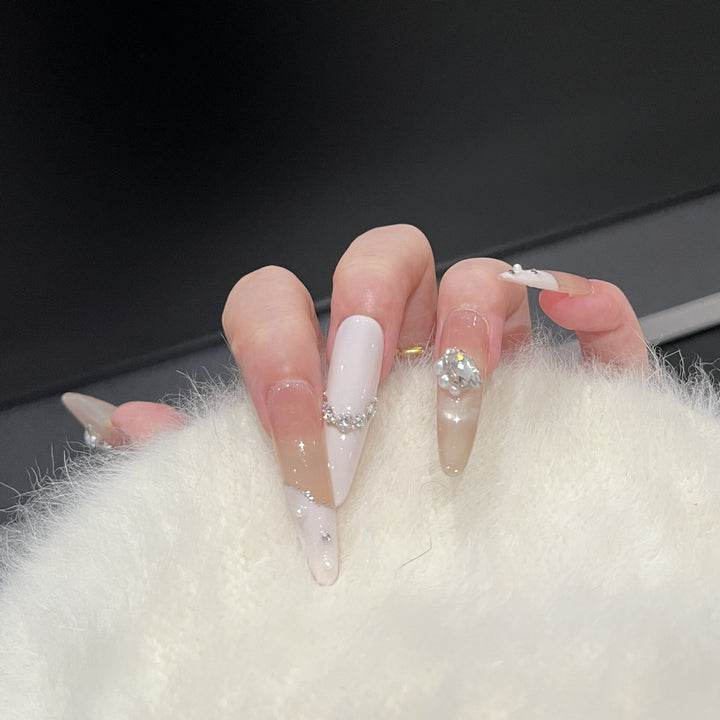 Decorative Press-On Nail Art Set with Luxe Gemstone Accents Kalsten