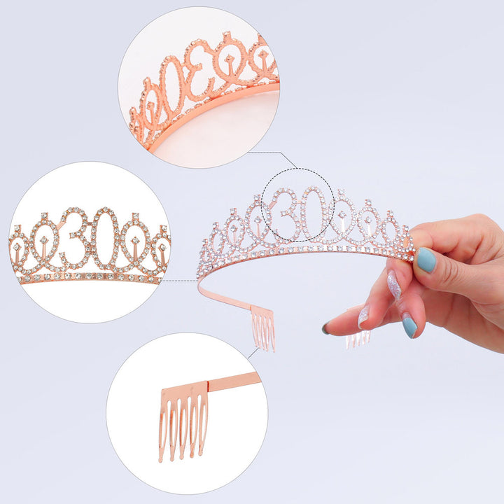 Ladies Sparkling Tiara with personalized 80th Birthday Inscription Kalsten