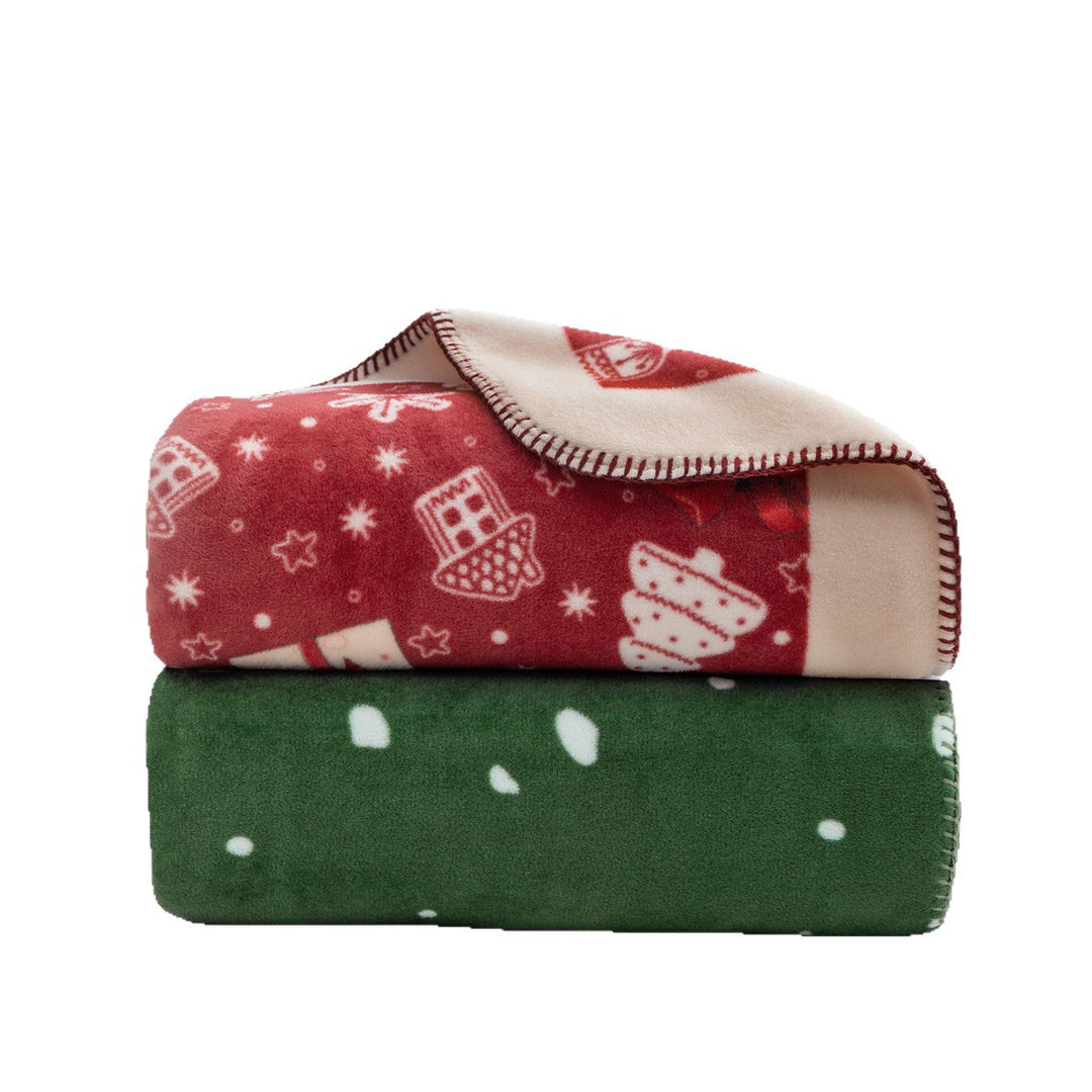 Soft Christmas fleece blanket with gift and gingerbread motif Kalsten