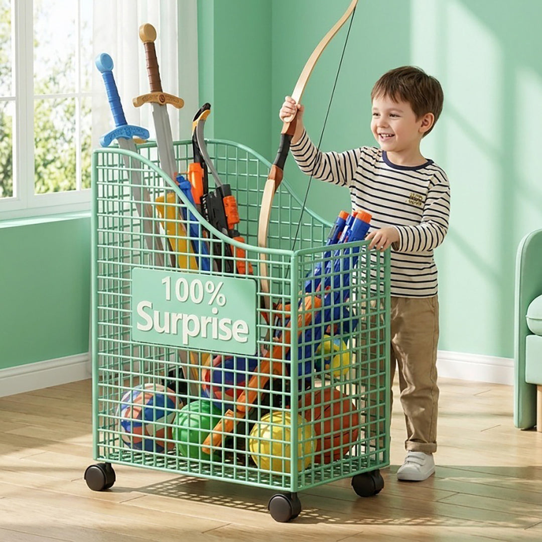 Tall Slim Rolling Wire Mesh Vertical Storage Cart with Casters