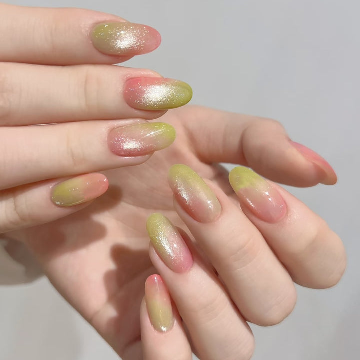 Artificial nails with elegant ombre effect and glitter accents Kalsten