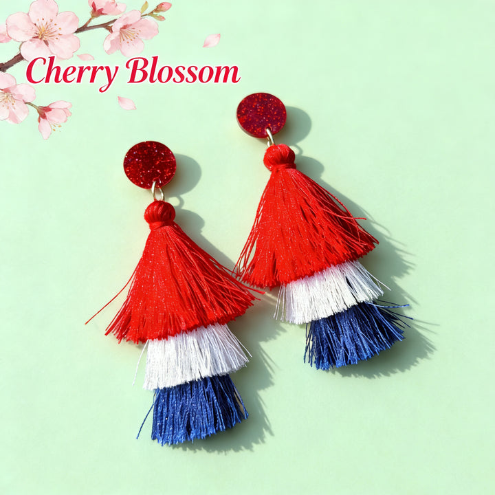 Women's multi-layer tassel earrings with tiered fringes and nickel-free stud closure Kalsten