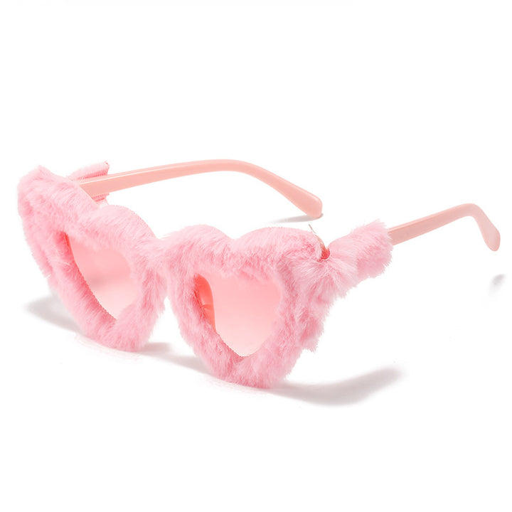 Heart-Shaped Faux Fur Frame Sunglasses Kalsten