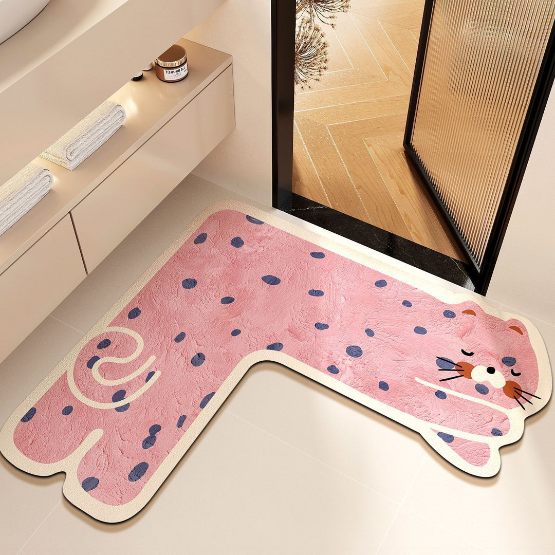 Cartoon-Themed Pet Design Bath Mat
