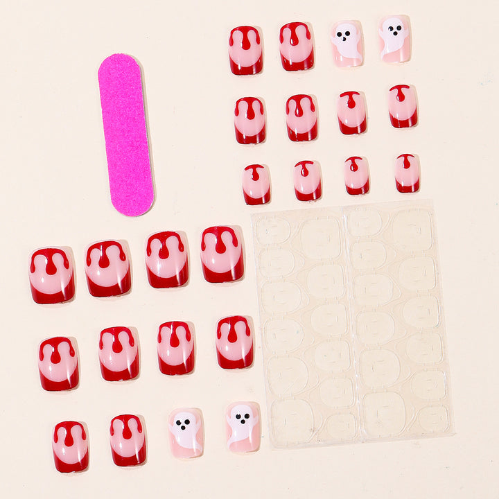 Spooky Ghost-Themed Nail Art Extensions Kalsten