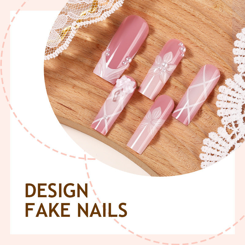 Nail set with elegant flower and glitter decorations Kalsten