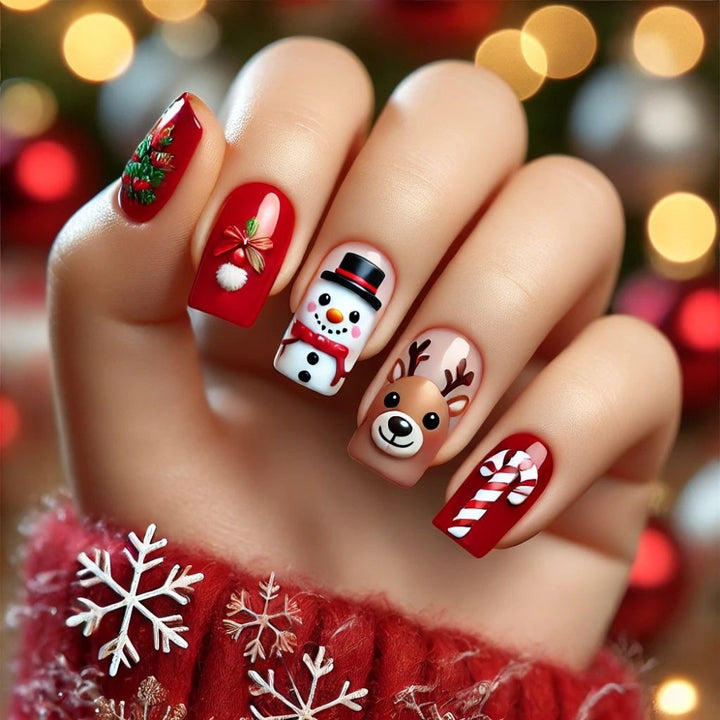 Festive artificial nails in Christmas design Kalsten