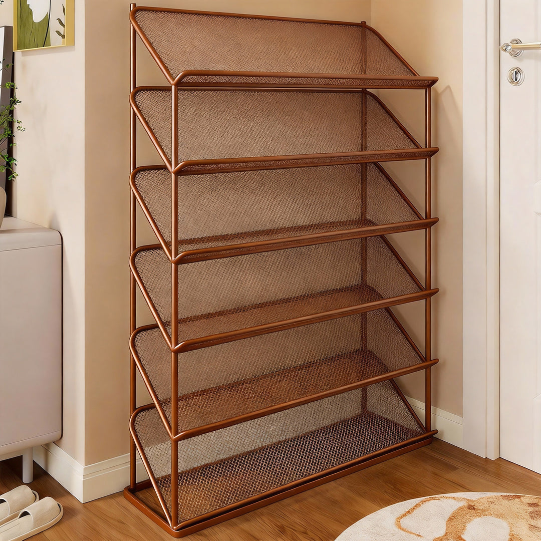 Vertical Angled Mesh Shoe Organizer Rack