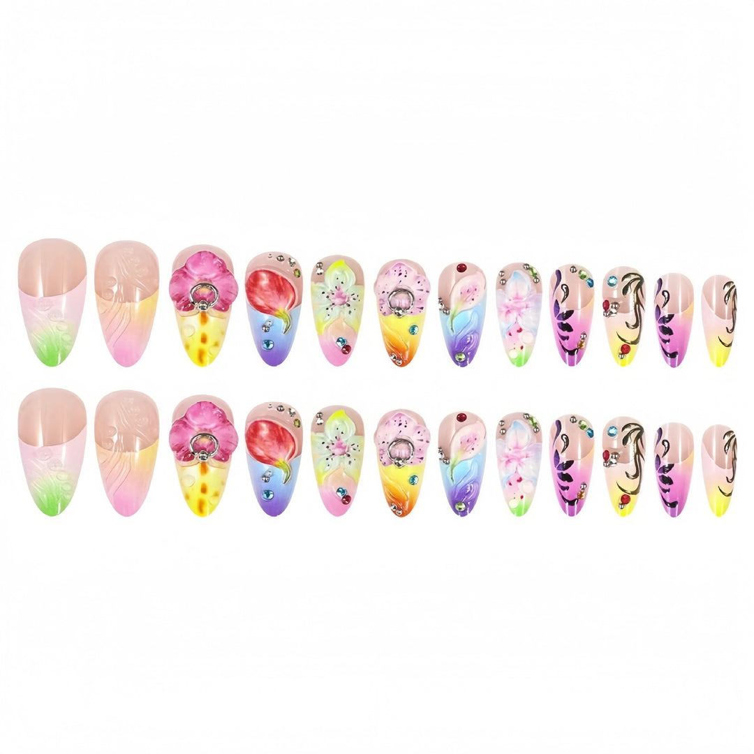 Artistic 3D Floral Nail Extensions Kalsten