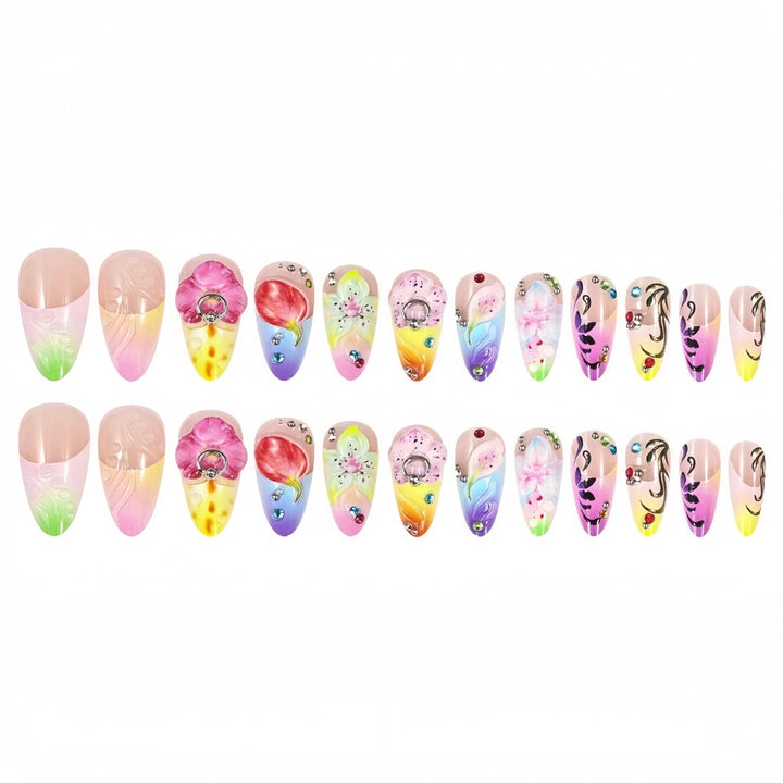 Artistic 3D Floral Nail Extensions Kalsten