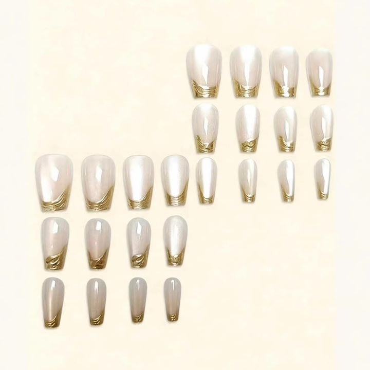Premium Glossy French Tip Nail Extensions Kalsten