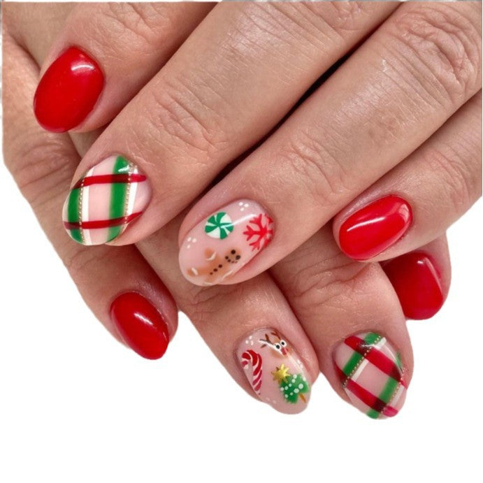 Festive Holiday-Themed Press-On Nail Set Kalsten