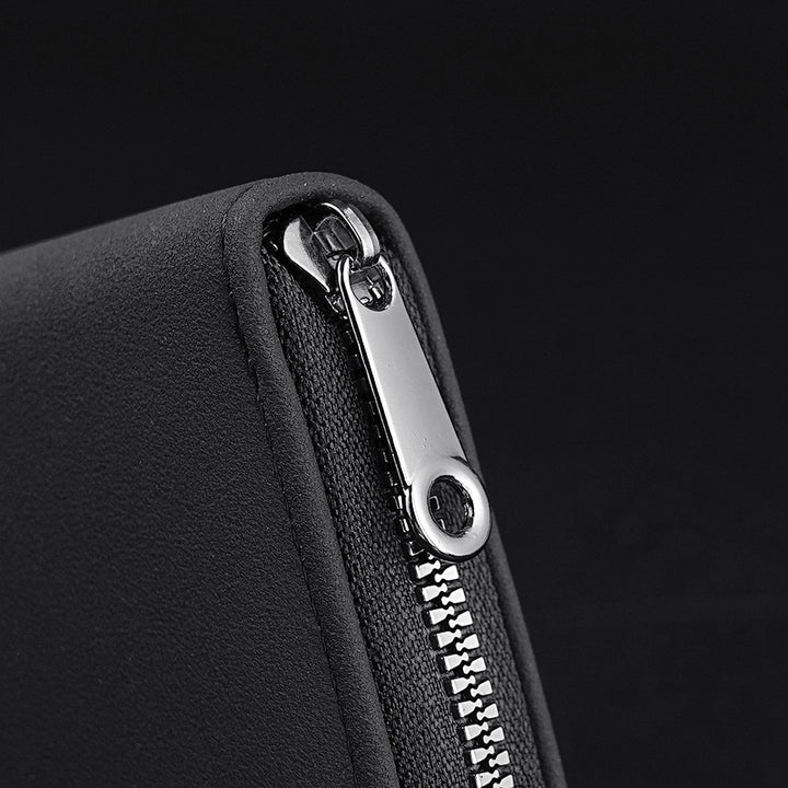 Compact Zippered Leather Wallet