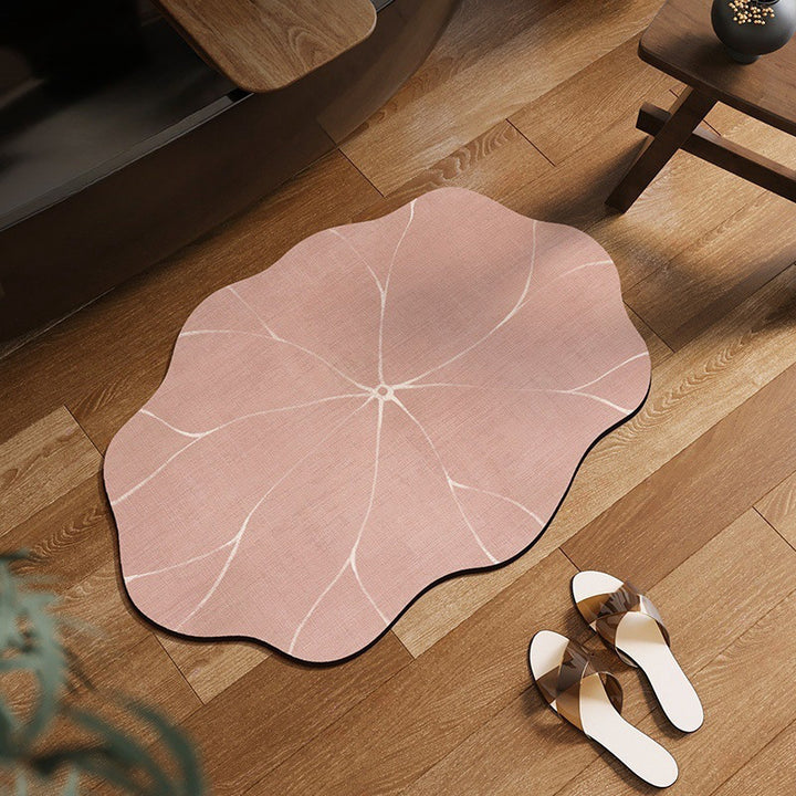 Flower Motif Bamboo Fiber Bath Mat