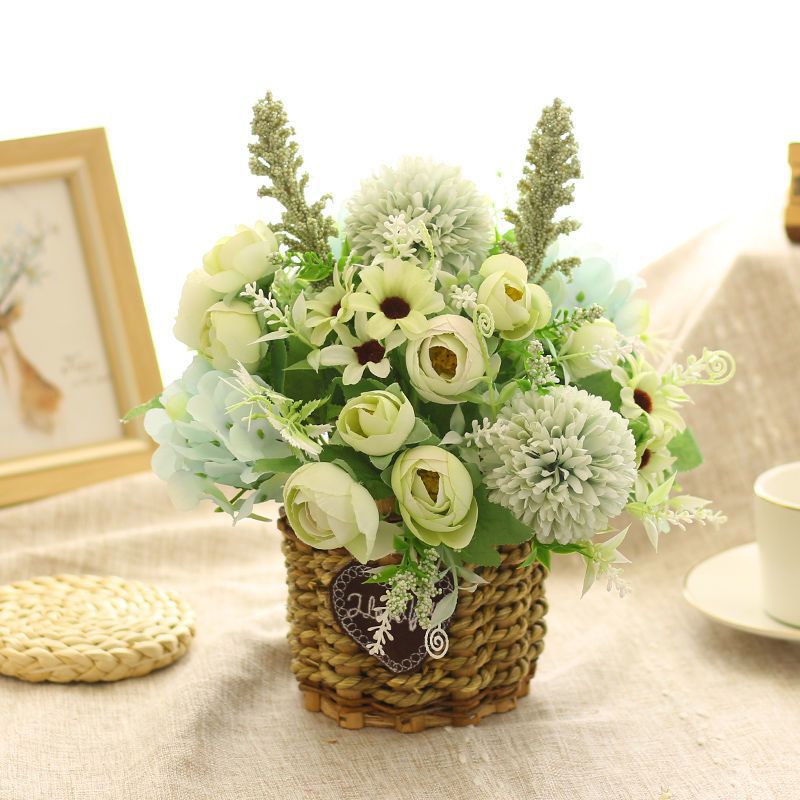 Artificial Floral Arrangement in Woven Basket