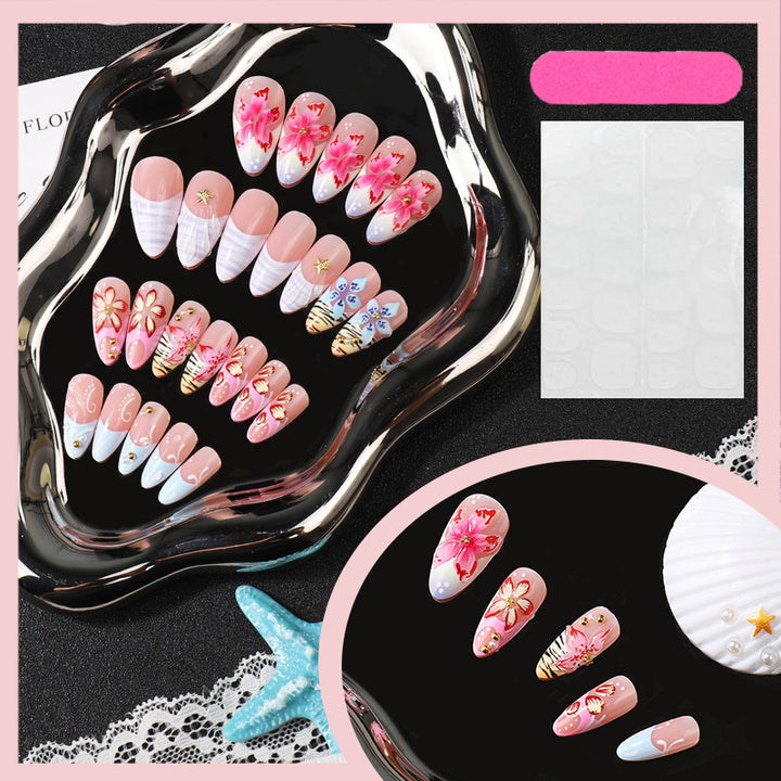 Artistic Floral-Themed Press-On Nail Set Kalsten