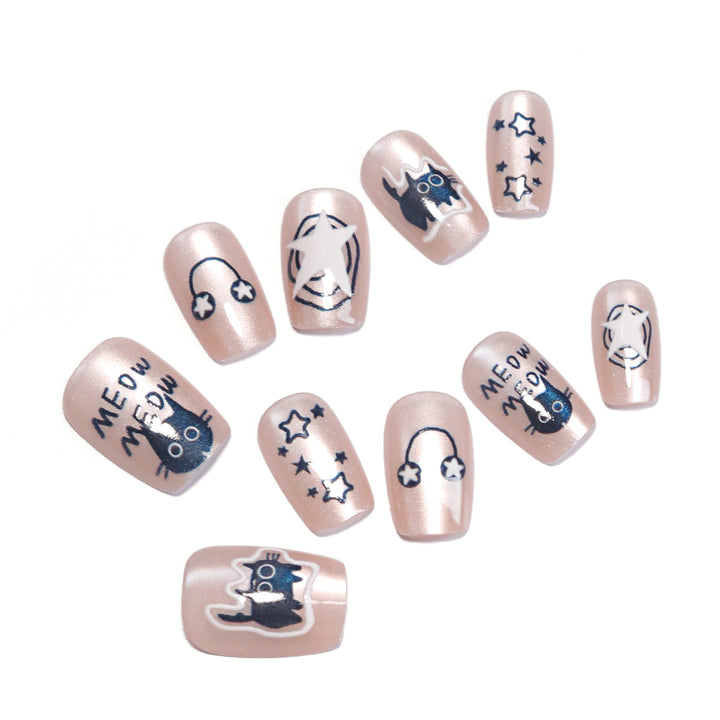 Artificial nail art with cat designs Kalsten