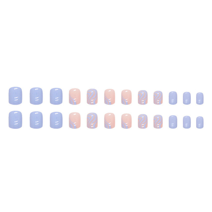Floral Wave Design Press-On Nail Art Kalsten