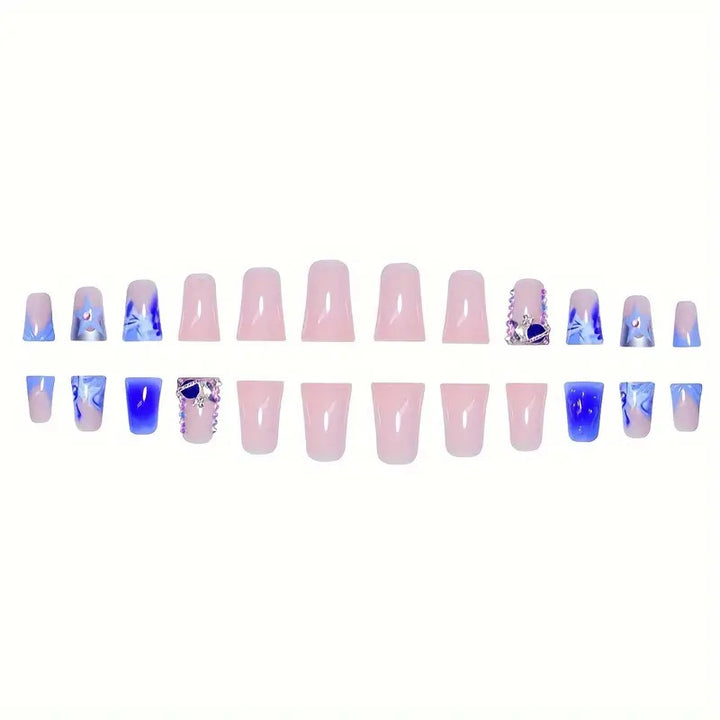 Artistic Acrylic Press-On Nail Set with Gem Accents Kalsten