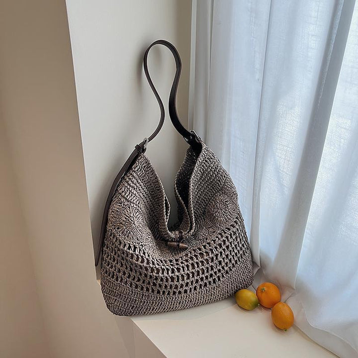 Large Macrame Shopper with Stylish Leather Trim Kalsten