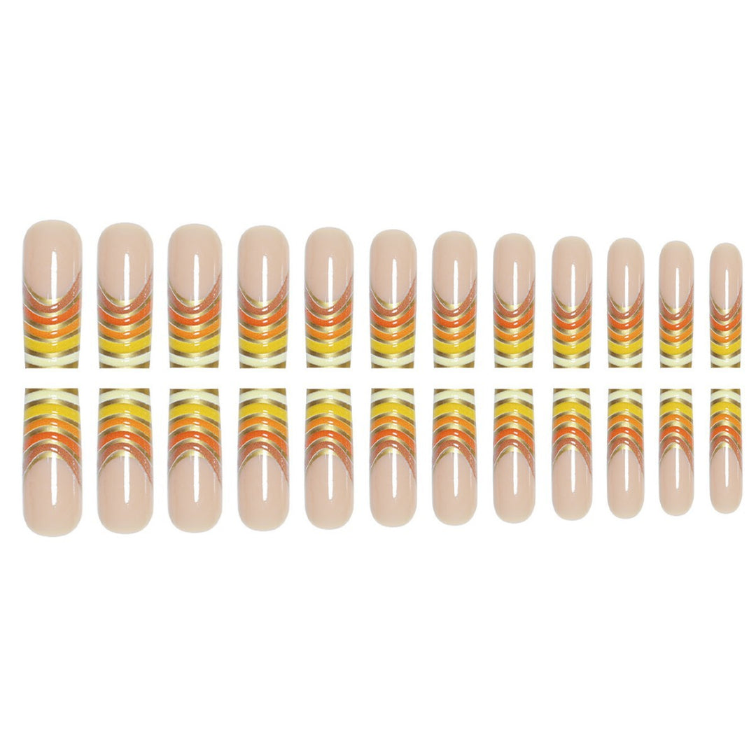 Striped French Tip Press-On Nails Kalsten
