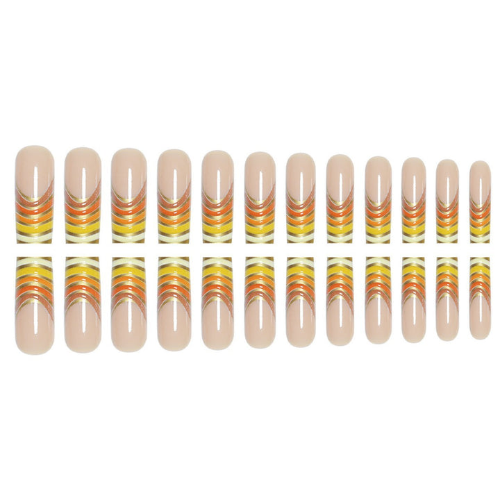 Striped French Tip Press-On Nails Kalsten