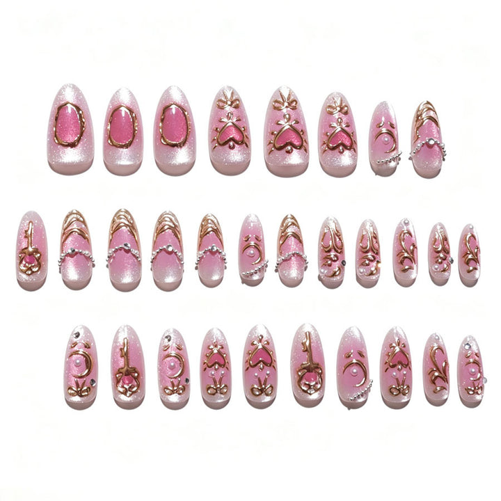 Decorative Press-On Nail Set with Floral Accents Kalsten