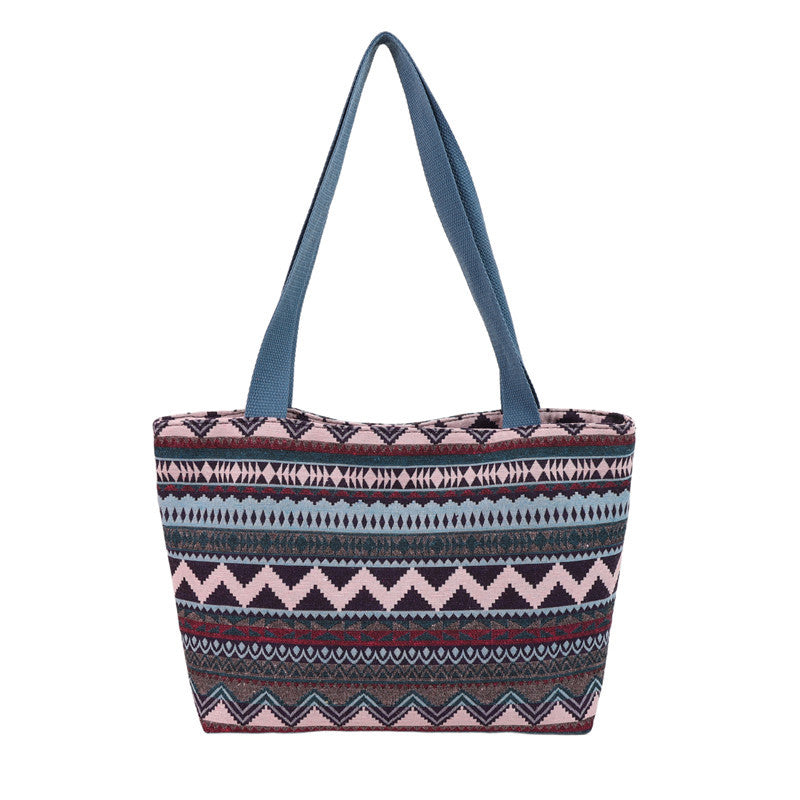 Ethnic Patterned Canvas Tote Bag