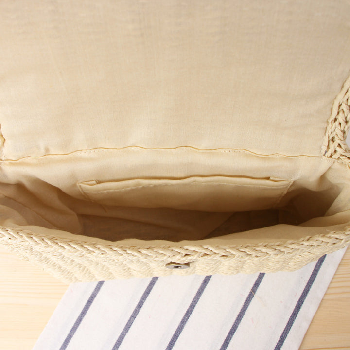 Woven Natural Material Handbag with Removable Shoulder Strap Kalsten