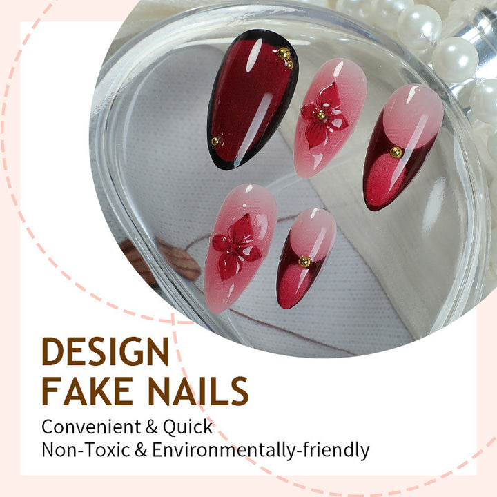 Artificial nail set with elegant flower and glitter decorations Kalsten