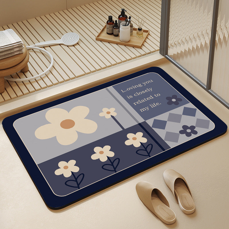 Floral Design Cotton Bath Mat Kalsten