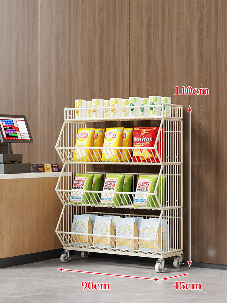 Three-Tier Mobile Wire Basket Organizer Cart