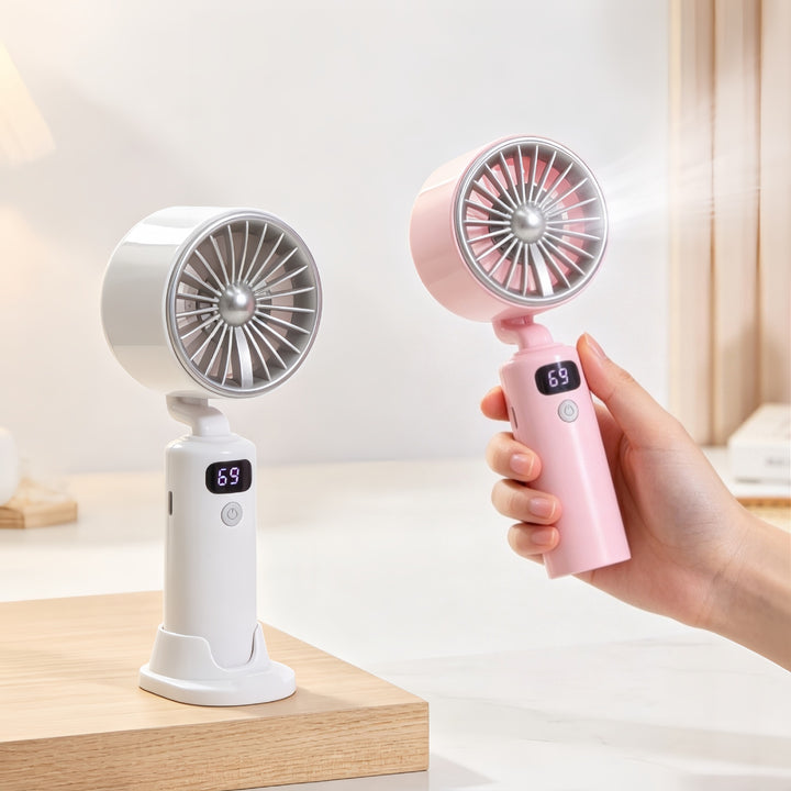 Electric Hand Fan with Digital Speed Display and Adjustable Tilt Angle Kalsten