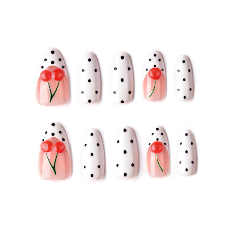 Cherry and Polka Dot Press-On Nail Art Kalsten