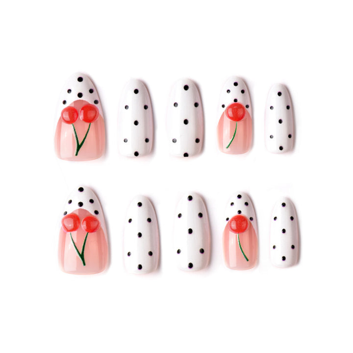 Cherry and Polka Dot Press-On Nail Art Kalsten