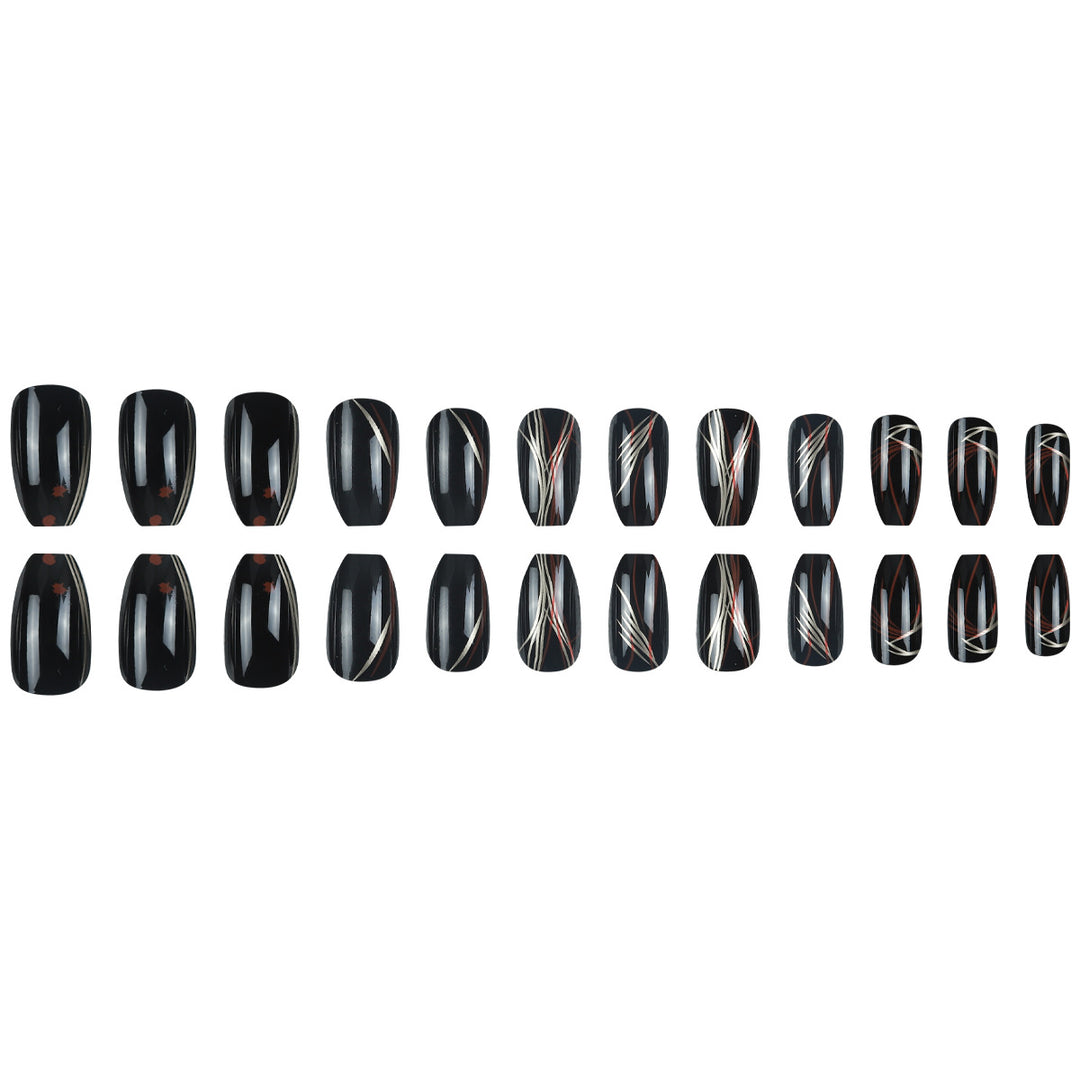 Stylish Stiletto Press-On Nails with Abstract Design Kalsten