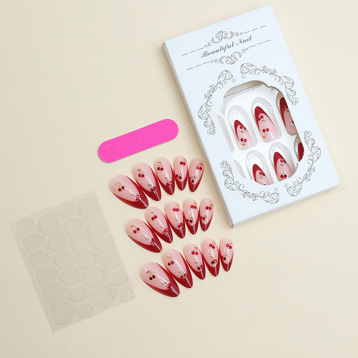 Acrylic nail set with fruity cherry design Kalsten