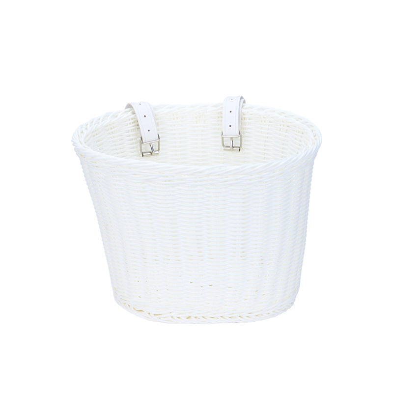 Woven Storage Basket with Leather Straps Kalsten