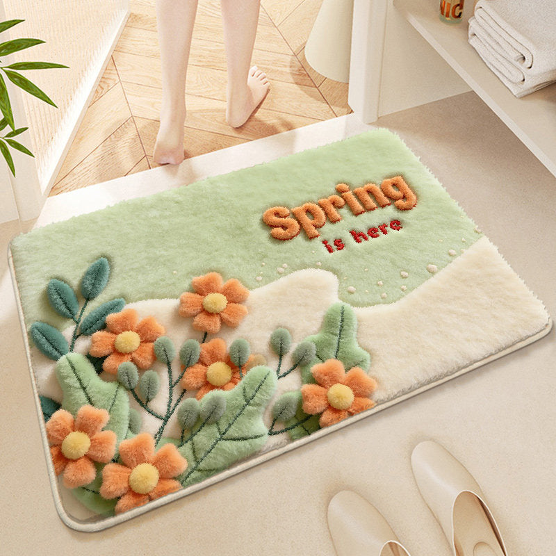 Floral-Themed Soft Microfiber Bath Mat