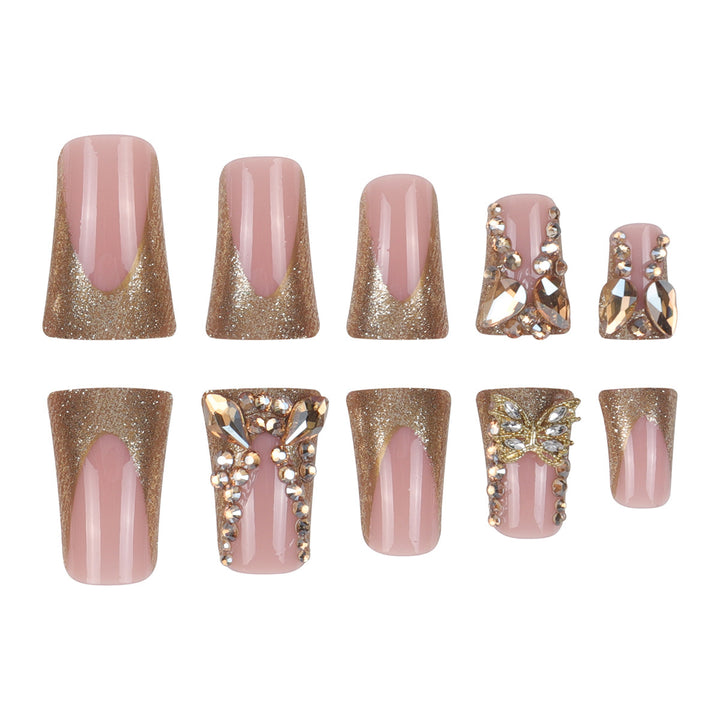 Glamorous Rhinestone Butterfly Press-On Nails Kalsten