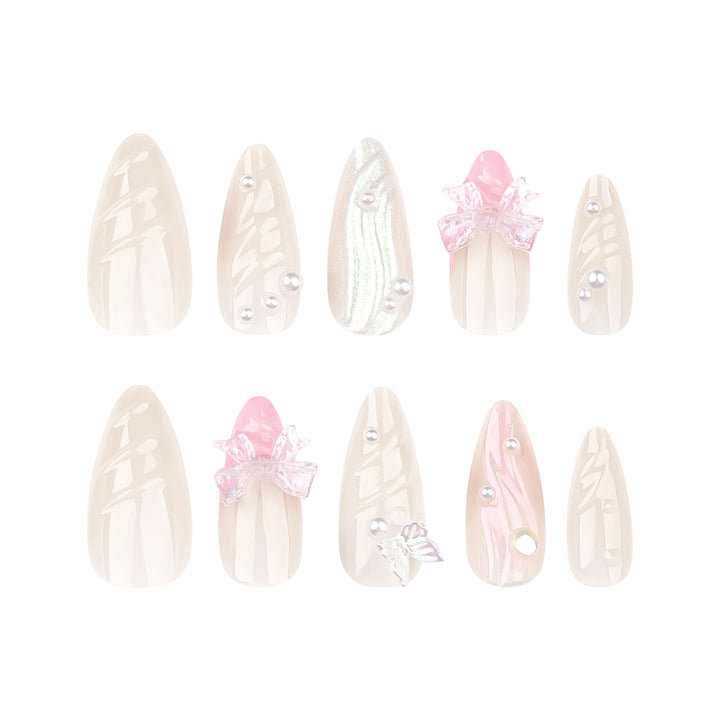 Artful stiletto nails with glitter and butterfly design Kalsten