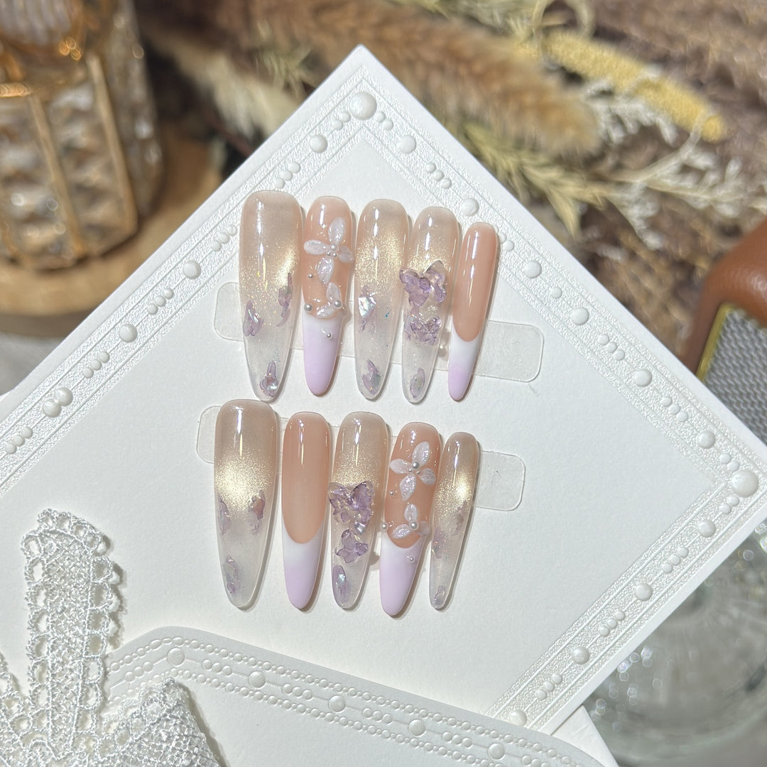 Floral-Inspired Stiletto Press-On Nail Design Kalsten