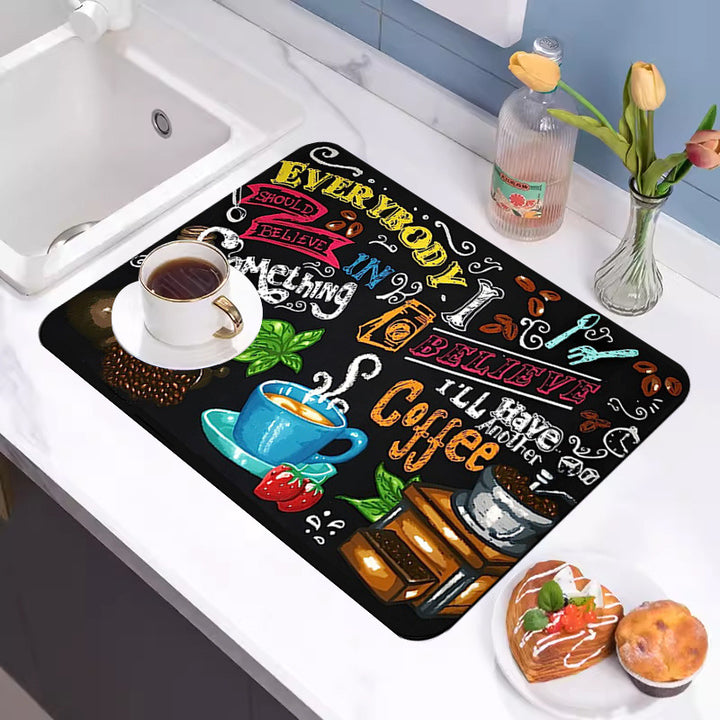 Motivational Coffee-Themed Kitchen Mat