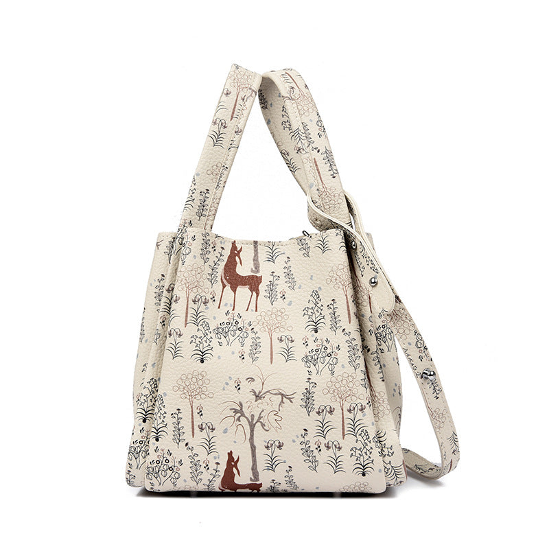 Artistic Print Leather Handbag Kalsten