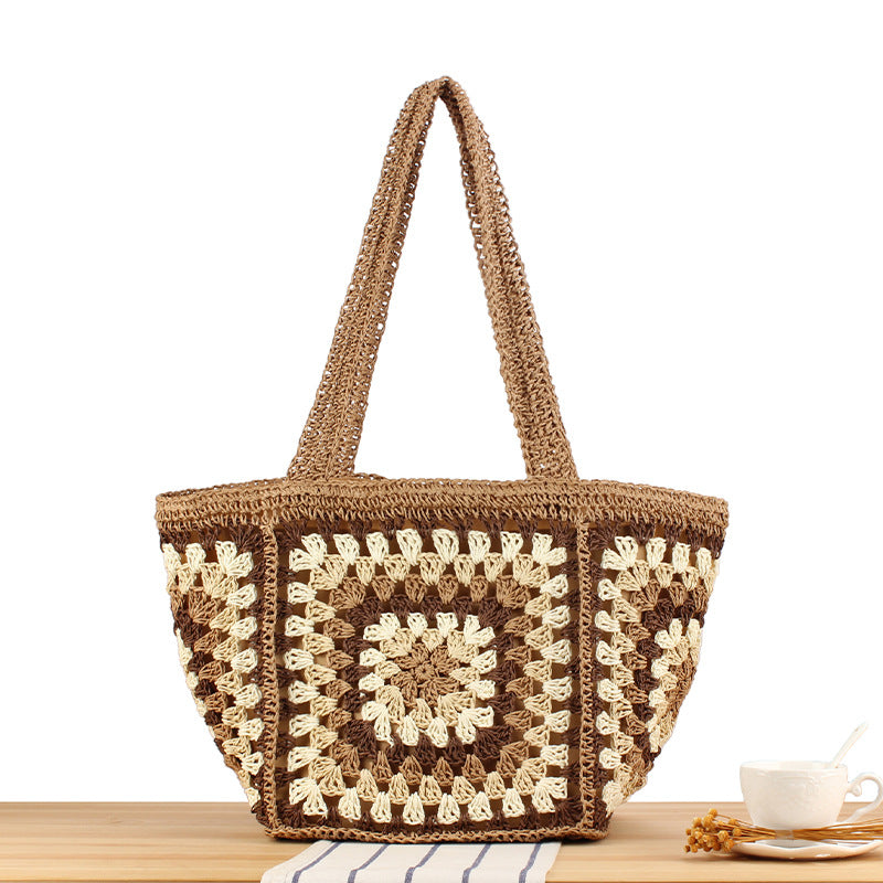Macrame Tote Bag with Geometric Pattern Kalsten