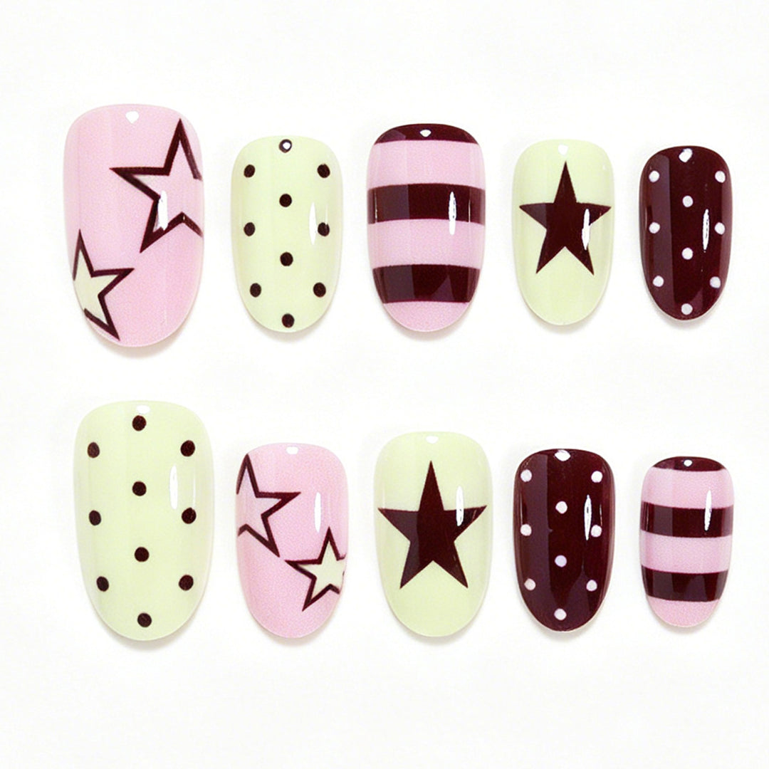 Artistic Star Pattern Press-On Nail Set Kalsten