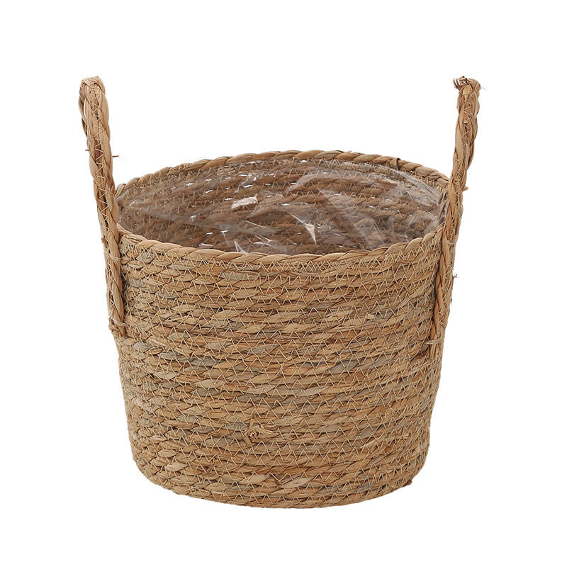 Handwoven storage basket with colorful accents Kalsten