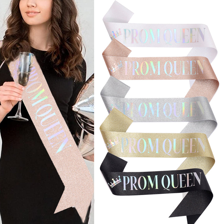 Ladies festive satin sash with holographic print Kalsten