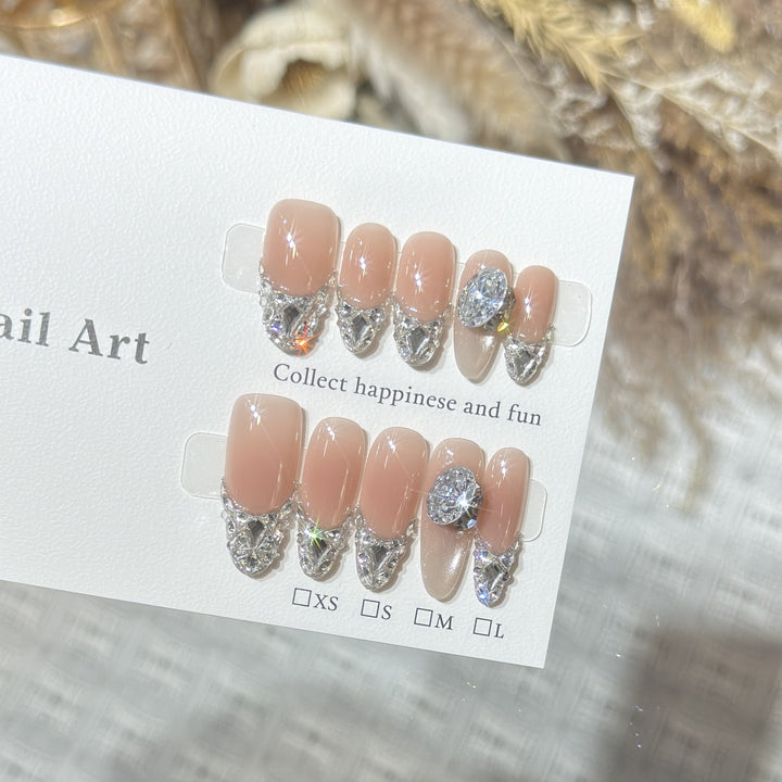 Elegant Rhinestone-Accented Press-On Nail Tips Kalsten
